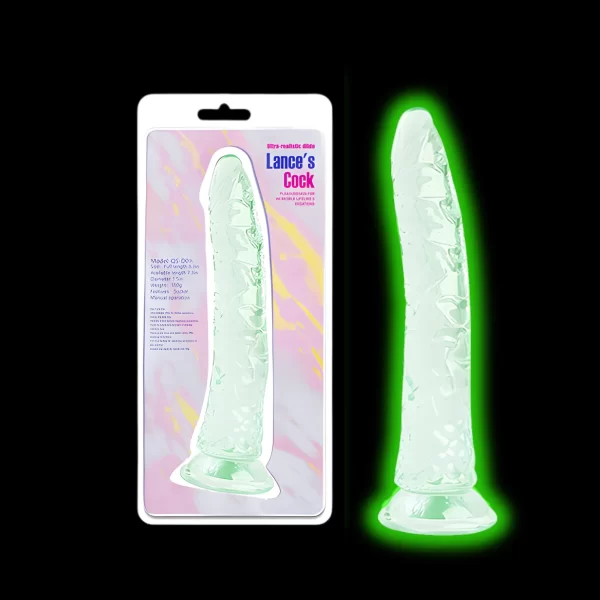 Dildo con efecto luminoso, textura y manos libres