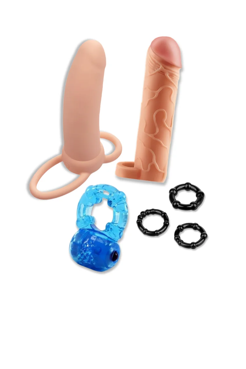 Extensiones para pene y anillos vibradores para prolongar la relación íntima
