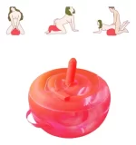 Asiento inflable sexual rojo transparente con consolador vibrador y caja.